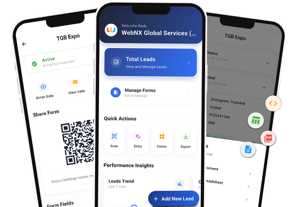 LeadExpo all-in-one exhibition lead capture and management app interface